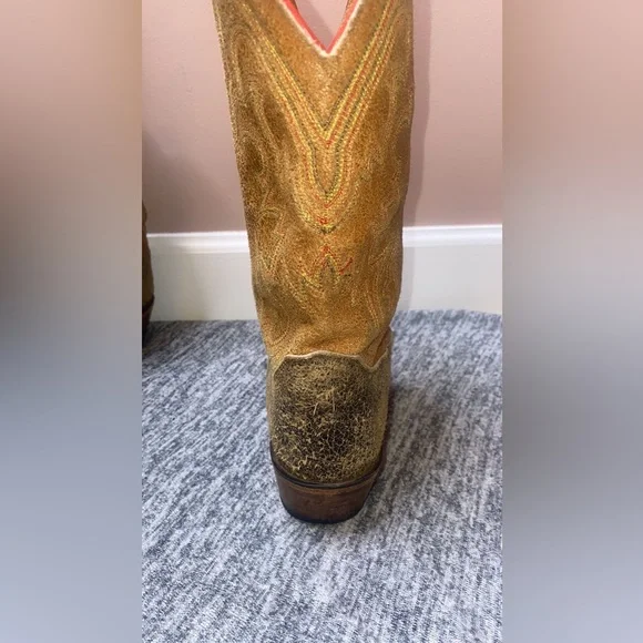 🚫SOLD🚫 Vtg Justin Boots 2toned suede leather midcalf ladies cowboy boots 8.5B - Picture 11 of 14